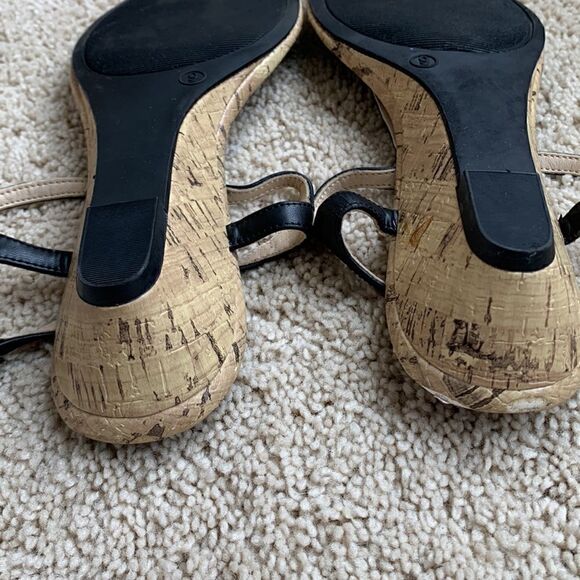 ‎Jones Studio Beaded Boho wedge ankle strap cork sandals Black Size 9 - Picture 7 of 8